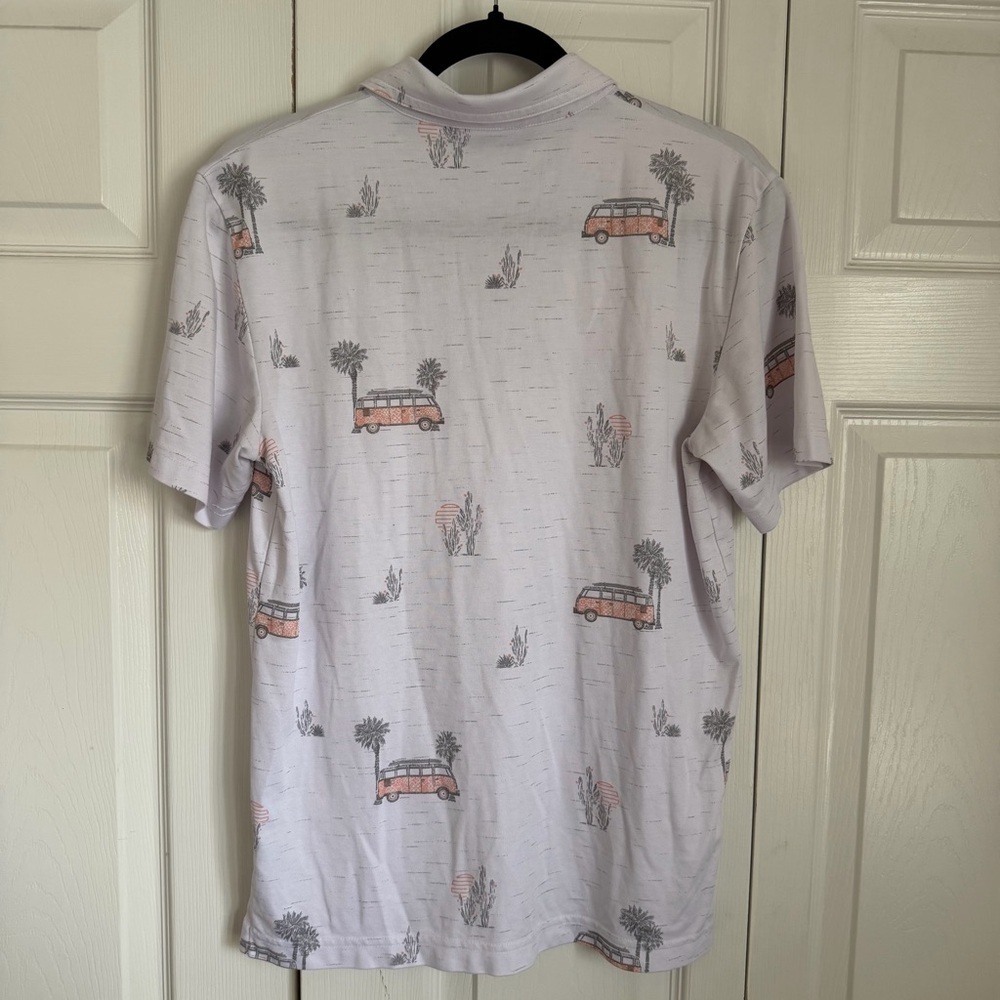 Travis Mathew Polo Shirt Mens S Volkswagen Bus Palm Tree Golf Resort Performance - Picture 4 of 12